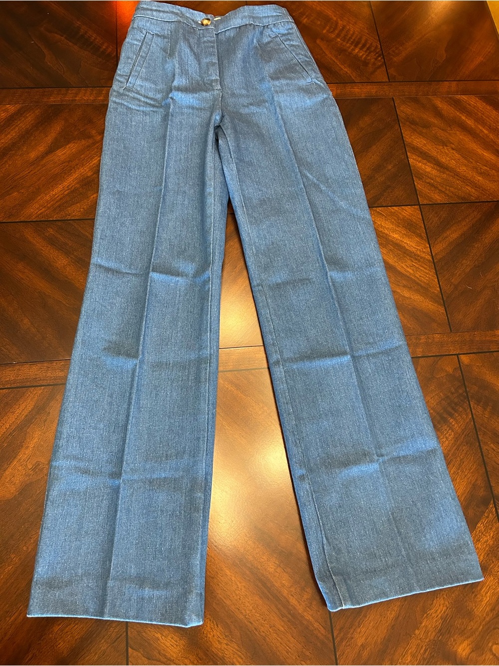 Sezane Martin Cyan Blue Wide-Leg High-Rise Jeans